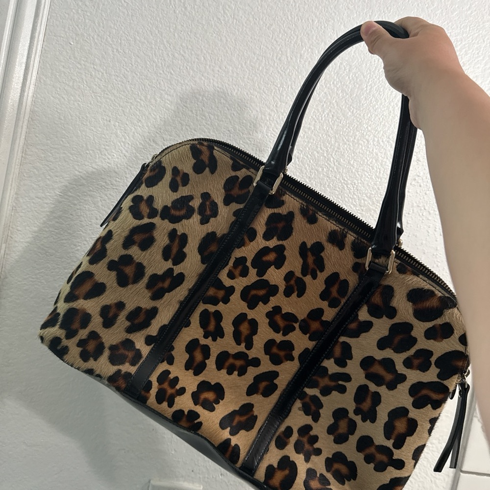 Brown and Black Satchel with Structured Design